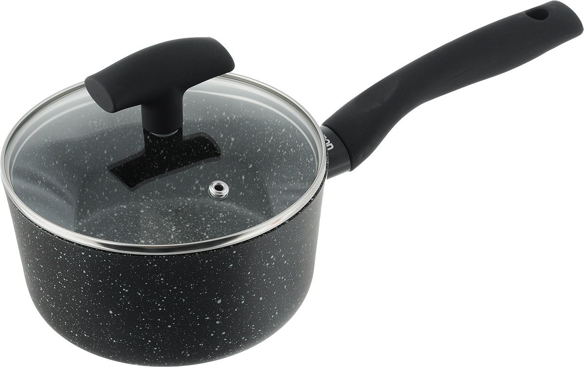 Ковш Fissman Fiore с крышкой, с антипригарным покрытием, 1,7 л54 009303 Ковш Fissman Fiore с крышкой, с антипригарным покрытием, 1,7 л54 009303Ковш Fissman Fiore изготовлен из алюминия с мраморным антипригарным покрытием Marble. Такое покрытие долговечно, безопасно для здоровья и окружающей среды, оно обладает великолепными антипригарными свойствами. Ковш оснащен удобной бакелитовой ручкой, которая не нагревается в процессе приготовления пищи и не скользит в мокрых руках. Крышка, выполненная из стекла, позволит вам следить за процессом приготовления пищи. Крышка оснащена металлическим ободом и отверстием для выпуска пара. Ковш создан, чтобы удовлетворить потребности самых взыскательных кулинаров и профессиональных шеф-поваров. Это результат сочетания уникального производственного процесса, современного дизайна, непревзойденного качества и использования передовых сертифицированных материалов. Подходит для использования на газовых, электрических, стеклокерамических и индукционных плитах. Можно мыть в посудомоечной машине. Диаметр крышки: 16,5 см.Объем: 1,7 л.Высота стенки (без учета крышки): 8,5 см.Длина ручки: 16,5 см.