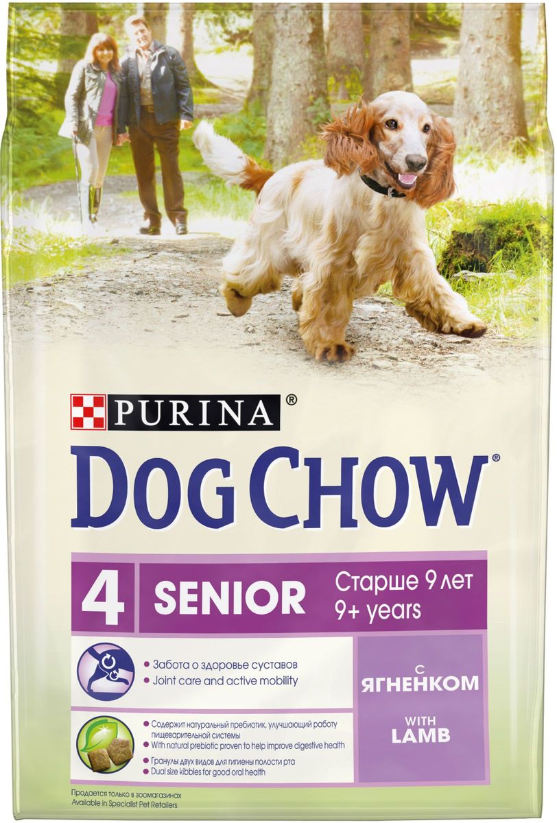 Корм сухой Dog Chow Senior для взрослых собак старше 9 лет, с ягненком, 2,5 кг0120710 Корм сухой Dog Chow Senior для взрослых собак старше 9 лет, с ягненком, 2,5 кг0120710Для Вашей собаки каждый день наполнен новыми приключениями. Обычная прогулка превращается в путешествие, насыщенное неожиданными открытиями. Чтобы помочь Вашему питомцу получать максимум от прогулок, мы создали корм PURINA® DOG CHOW® для собак старше 9 лет. Содержание белков, витаминов и незаменимых минеральных элементов в этом корме сбалансировано таким образом, чтобы собака оставалась энергичнои?, ее суставы – здоровыми, шерсть – сияющеи?, а мышцы сохраняли хорошии? тонус.МЕ/кг: витамин А: 20 100, витамин D3: 1 170, витамин Е: 95. Мг/кг: железо: 255; йод: 3,2; медь: 36,5; марганец: 19,5; цинк: 411; селен: 0,45. Белок: 25%, жир: 8%, сырая зола: 7,5%, сырая клетчатка: 2,5%, Омега-3 жирные кислоты (ЭПК+ДГК): 0,2%.
