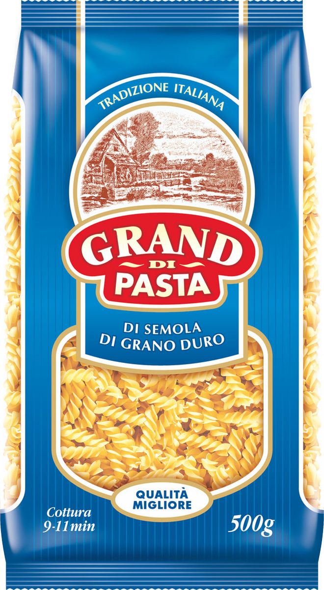Grand Di Pasta спирали фузилли, 500 г0120710 Grand Di Pasta спирали фузилли, 500 г0120710Изделия макаронные группы А, высшего сорта.