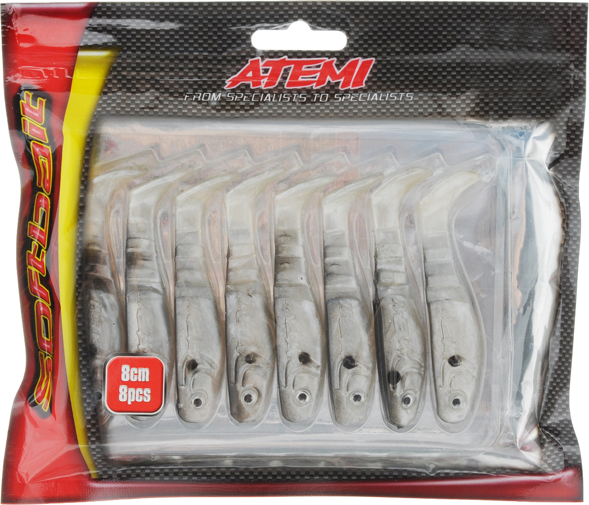 Риппер Atemi, цвет: pearlmuikku, длина 8 см, 8 штASH103-WBB Риппер Atemi, цвет: pearlmuikku, длина 8 см, 8 штASH103-WBBРиппер Atemi - это виброхвост с объемным, мясистым телом, выполненный из высококачественного силикона. Имеет стабильную сбалансированную игру. Предназначен для джиговой ловли хищной рыбы: окуня, судака, щуки. Приманка визуально стимулирует хищный инстинкт поедателей рыб и толкает их совершать атаки.