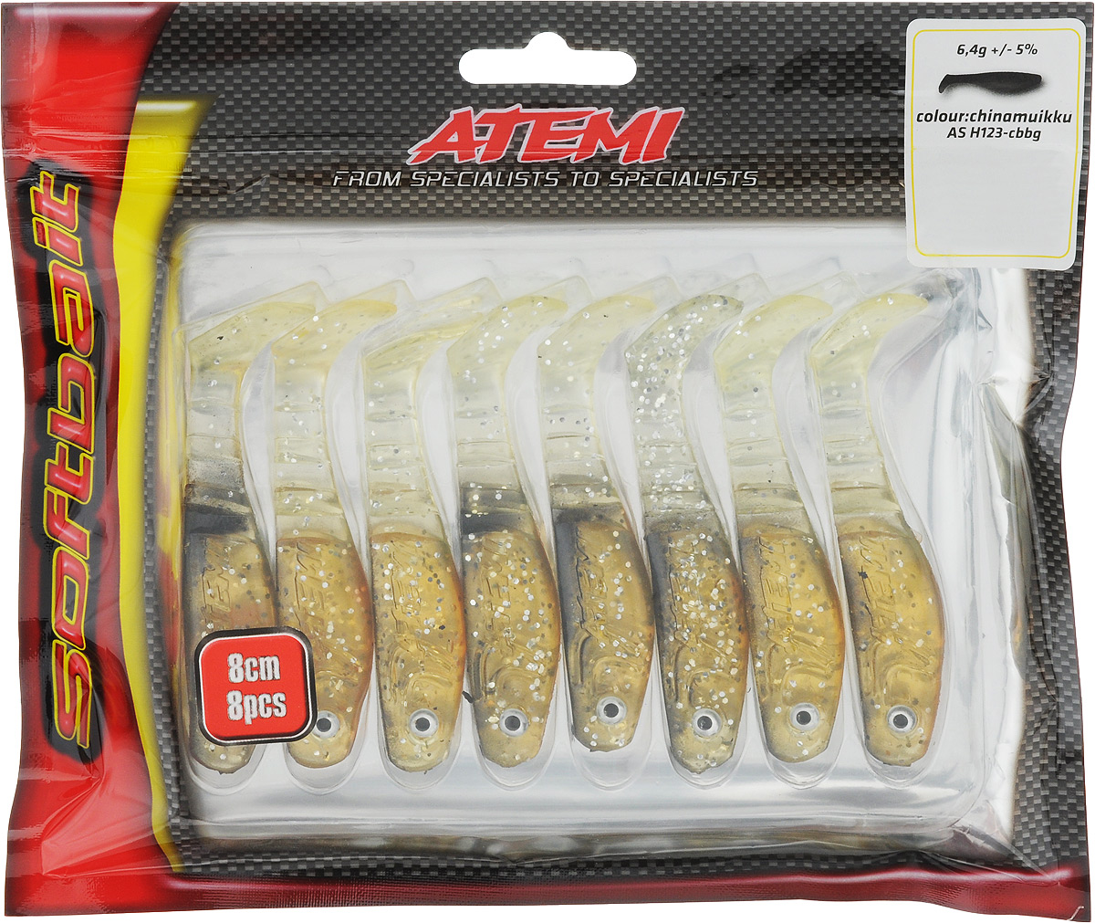 Риппер Atemi, цвет: chinamuikku, длина 8 см, 8 шт010-01199-23 Риппер Atemi, цвет: chinamuikku, длина 8 см, 8 шт010-01199-23Риппер Atemi - это виброхвост с объемным, мясистым телом, выполненный из высококачественного силикона. Имеет стабильную сбалансированную игру. Предназначен для джиговой ловли хищной рыбы: окуня, судака, щуки. Приманка визуально стимулирует хищный инстинкт поедателей рыб и толкает их совершать атаки.