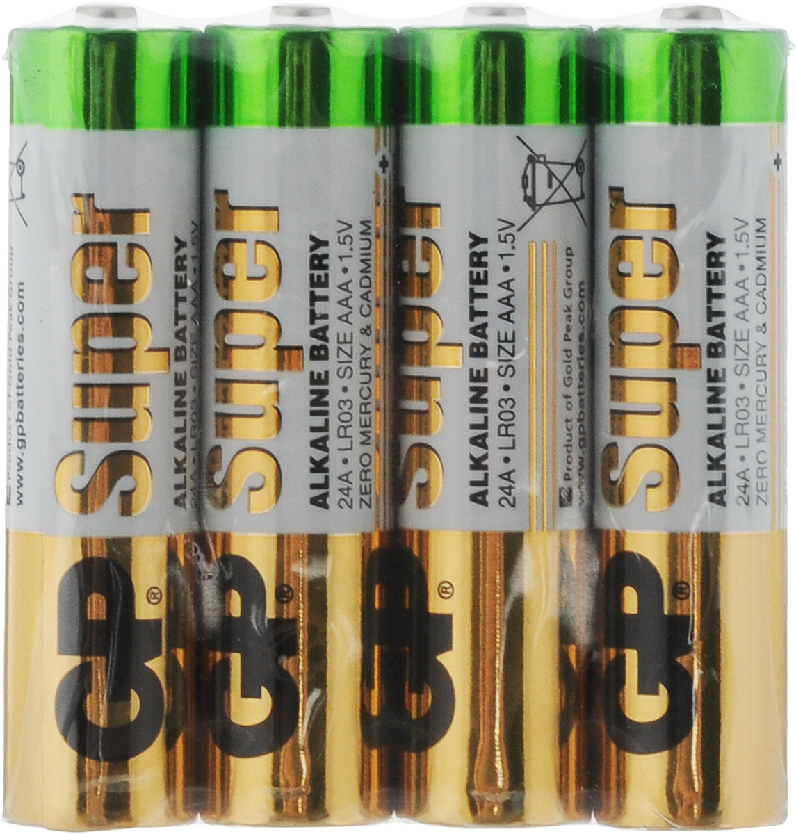 Набор алкалиновых батареек GP Super Alkaline, тип ААA (LR03), 1,5V, 4 шт10648 Набор алкалиновых батареек GP Super Alkaline, тип ААA (LR03), 1,5V, 4 шт10648Щелочные (алкалиновые) батарейки GP Super Alkaline оптимально подходят для повседневного питания множества современных бытовых приборов: электронных игрушек, фонарей, беспроводной компьютерной периферии и многого другого. Не содержат кадмия и ртути. Батарейки созданы для устройств со средним и высоким потреблением энергии. Работают в 10 раз дольше, чем обычные солевые элементы питания. В комплект входят 4 батарейки. Размер батарейки: 1,4 х 4,3 см.