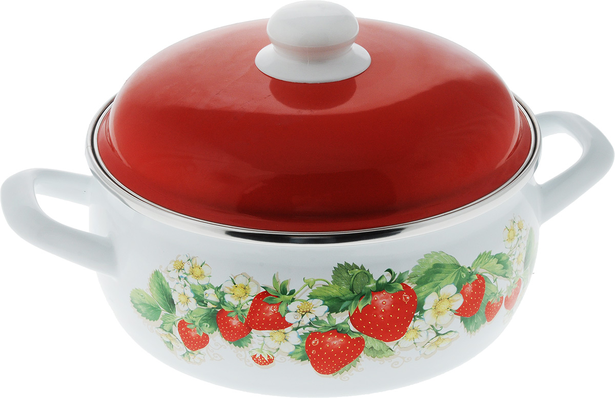 Кастрюля эмалированная Мetrot Клубника с крышкой, 4,5 л54 009312 Кастрюля эмалированная Мetrot Клубника с крышкой, 4,5 л54 009312Кастрюля Metrot Клубника, выполненная из стали с эмалированным покрытием, имеет оригинальную форму бочка. Внешние стенки оформлены ярким рисунком. Эмалированная посуда инертна и устойчива к пищевым кислотам, не вступает во взаимодействие с продуктами и не искажает их вкусовые качества. Эмалевое покрытие, являясь стекольной массой, не вызывает аллергию и надежно защищает пищу от контакта с металлом. Кроме того, такое покрытие долговечно, оно устойчиво к механическому воздействию, не царапается и не сходит, а стальная основа практически не подвержена механической деформации, благодаря чему срок эксплуатации увеличивается. Кастрюля оснащена металлической крышкой с пластиковой ручкой, а также двумя удобными ручками. Подходит для всех типов плит, включая индукционные плиты. Пригодна для посудомоечной машины. Диаметр кастрюли (по верхнему краю): 23,5 см.Ширина кастрюли (с учетом ручек): 32,5 см.Высота стенки кастрюли: 10 см.Диаметр индукционного дна: 20 см.