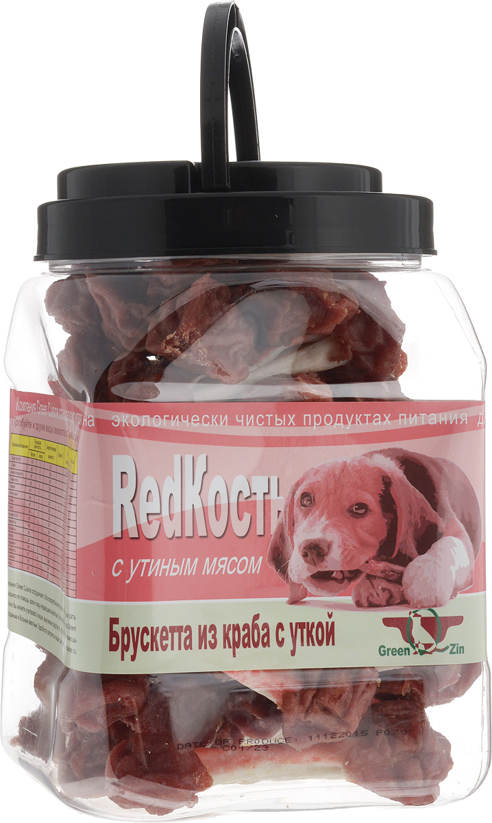 Лакомство для собак GreenQZin RedКость, утиные гантельки с крабовым мясом, 750 г0120710 Лакомство для собак GreenQZin RedКость, утиные гантельки с крабовым мясом, 750 г0120710Лакомство для собак GreenQZin RedКость изготовлено из сурими морской рыбы и краба в сочетании с первоклассным утиным мясом. Основная польза данного лакомства в обеспечении организма собаки большим количеством белка, а также такими микроэлементами, как йод и фосфор - основа здоровой эндокринной системы. Мясо утки снабжает организм собаки легкоусвояемым белком. Компактные по форме и полезные по содержанию крабово-мясные косточки обязательно понравятся вашей собаке. Лакомство имеет полный набор необходимых полезных веществ. Деликатес не содержит консервантов, красителей, гормонов и антибиотиков. Не вызывает аллергий. Товар сертифицирован.