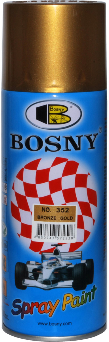 Аэрозольная краска Bosny, цвет: 352 темное золото, 400 млRC-100BWC Аэрозольная краска Bosny, цвет: 352 темное золото, 400 млRC-100BWCКраска металлик BOSNY используется для наружных и внутренних малярных работ, для окраски зданий и сооружений, транспортных средств, как частичной, так и полной. Может использоваться художниками и дизайнерами при создании картин и окрашивания небольших по площади элементов дизайна помещений. Прекрасно подходят не только для транспортных средств, но и для любого другого оборудования, такого как кухонное, например. Они могут успешно использованы для декорирования различных деталей интерьера и разных поверхностей не только в быту, но и в офисе или магазине. Аэрозольная краска на акрилово-эпоксидной основе является наиболее экономичным вариантом. Срок годности 5 лет.