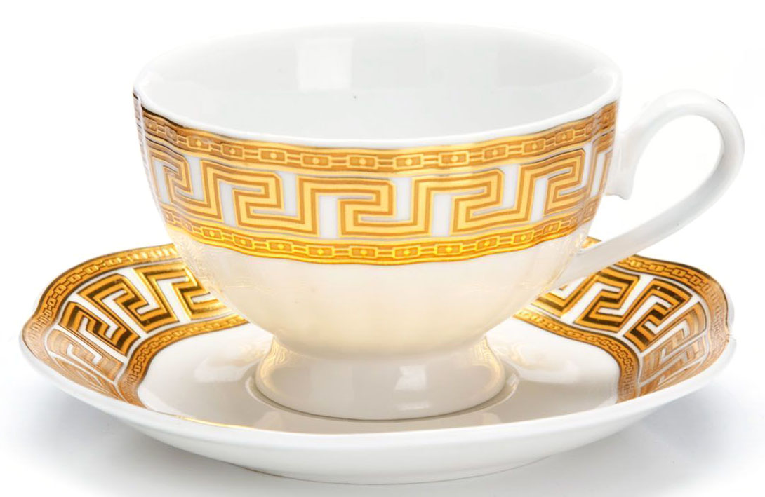 Кофейный сервиз Loraine, 110 мл, подарочная упаковка. 26443FS-91909 Кофейный сервиз Loraine, 110 мл, подарочная упаковка. 26443FS-91909Кофейный сервиз Loraine на 6 персон выполнен из высококачественной керамики белого цвета и украшен широким золотым орнаментом в греческом стиле. Изящный дизайн придется по вкусу и ценителям классики, и тем, кто предпочитает утонченность и изысканность. Набор упакован в подарочную коробку. Каждый предмет надежно зафиксирован внутри коробки благодаря специальным выемкам. Кофейный набор - идеальный и необходимый подарок для вашего дома и для ваших друзей в праздники, юбилеи и торжества! Также он станет отличным корпоративным подарком и украшением любой кухни. В наборе: 6 кофейных чашек, 6 блюдец.