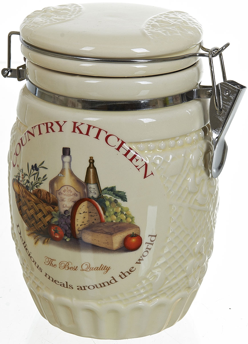 Банка для сыпучих продуктов Polystar Country Kitchen, 1,04 лVT-1520(SR) Банка для сыпучих продуктов Polystar Country Kitchen, 1,04 лVT-1520(SR)Банка для сыпучих продуктов Country Kitchen изготовлена из прочной керамики, закрывается крышкой. Банка прекрасно подойдет для хранения различных сыпучих продуктов: чая, кофе, сахара, круп и многого другого. Благодаря силиконовой прослойке и бугельному замку, крышка герметично закрывается, что позволяет дольше сохранять продукты свежими. Изящная емкость не только поможет хранить разнообразные сыпучие продукты, но и стильно дополнит интерьер кухни.