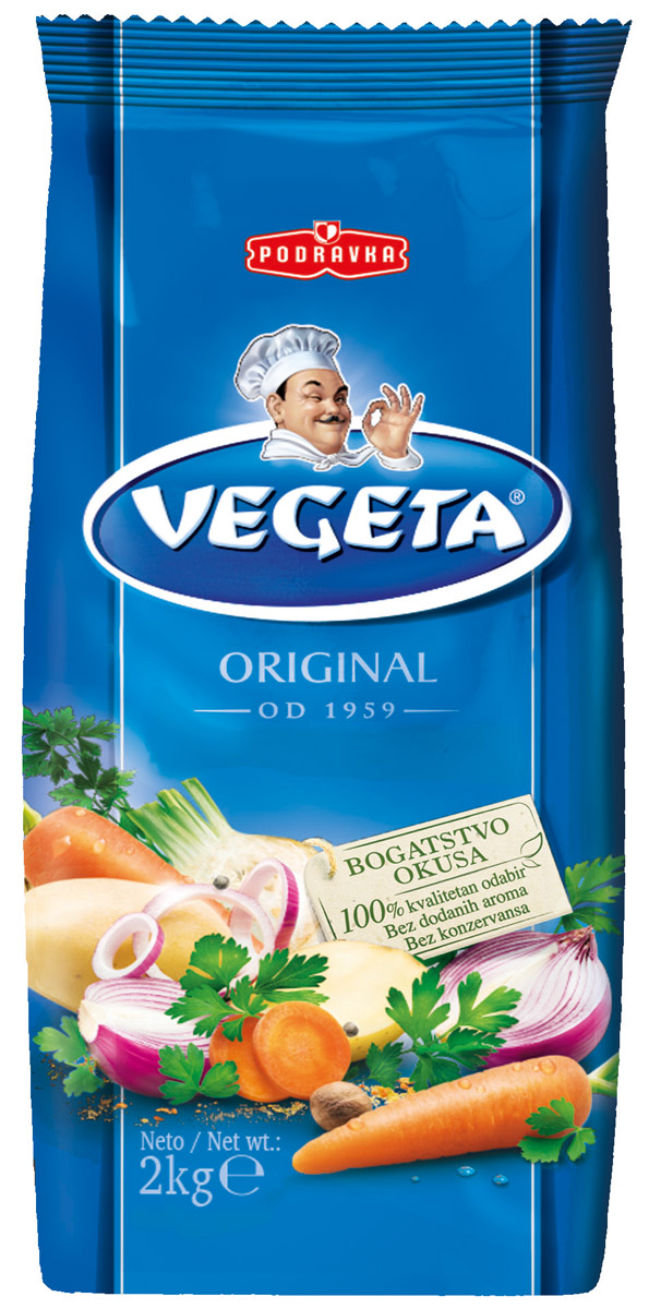 Vegeta универсальная приправа с овощами, 2 кг0120710 Vegeta универсальная приправа с овощами, 2 кг0120710Надежный спутник ваших кулинарных приключений уже более 50 лет, приправа Vegeta продолжает оставаться одним из самых известных хорватских продуктов, без которого практически невозможно представить себе приготовление пищи.Область применения этой комбинации сушеных овощей и специй не ограничена: это и овощи, и мясо, и гарниры, и все, что угодно на гриле, и минималистские блюда, и блюда из сложных деликатесов - одной чайной ложки приправы Vegeta всегда достаточно, чтобы почувствовать тонкую разницу. Поэтому, готовя еду, дайте свободу своей фантазии и наслаждайтесь - еще много новых комбинаций приправы Vegeta ждет встречи с вами!Уважаемые клиенты! Обращаем ваше внимание, что полный перечень состава продукта представлен на дополнительном изображении.