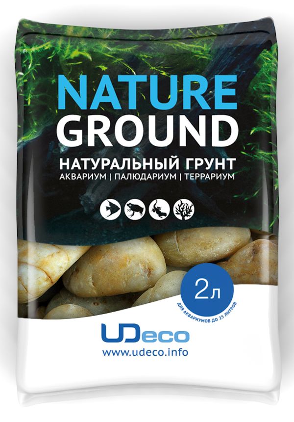 Грунт для аквариума UDeco Желтая галька, натуральный, 30-50 мм, 2 л0120710 Грунт для аквариума UDeco Желтая галька, натуральный, 30-50 мм, 2 л0120710Натуральный грунт UDeco Желтая галька предназначен специально для оформления аквариумов, палюдариумов и террариумов. Изделие готово к применению.Грунт UDeco порадует начинающих любителей природы и самых придирчивых дизайнеров, стремящихся к созданию нового, оригинального. Такая декорация придутся по вкусу и обитателям аквариумов и террариумов, которые ещё больше приблизятся к природной среде обитания.Необходимое количество грунта рассчитывается по формуле:длина аквариума х ширина аквариума х толщина слоя грунта. Предназначен для аквариумов от 25 литров. Фракция: 30-50 мм.Объем: 2 л.