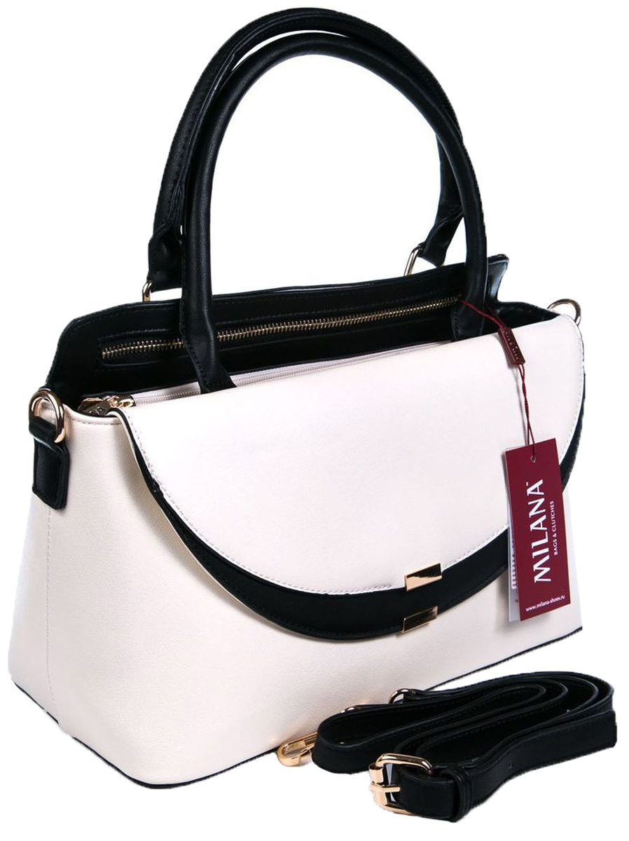 Сумка женская Milana, цвет: белый, черный. 161620-1-130ML597BUL/D Сумка женская Milana, цвет: белый, черный. 161620-1-130ML597BUL/DСтильная женская сумка Milana изготовлена из искусственной кожи. Внутренняя подкладка выполнена из искусственного шелка. Сумка закрывается на застежку молнию. Внутри имеется одно основное отделение, которое оснащено одним втачным карманом на молнии. Тыльная боковая стенка дополнена втачным карманом на застежке-молнии. Модель оснащена ручками на запястье и удобным плечевым ремешком.Оригинальный аксессуар позволит вам завершить образ и быть неотразимой.