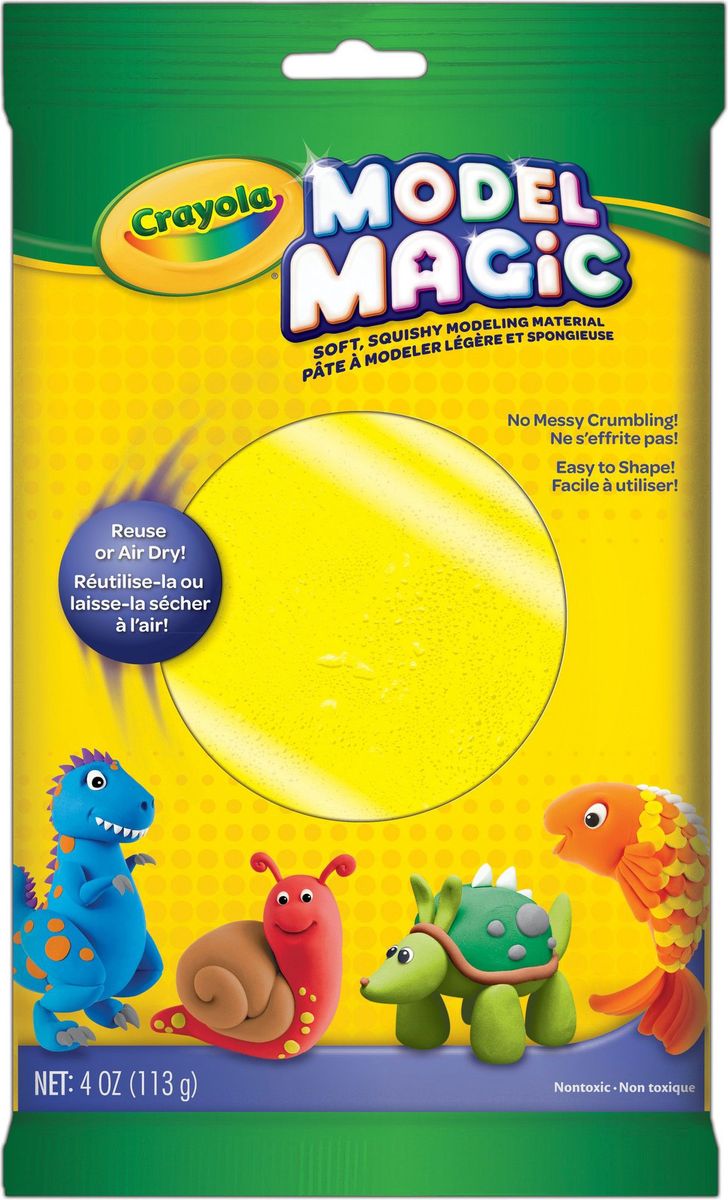 Crayola Застывающий пластилин цвет желтый 113 г72523WD Crayola Застывающий пластилин цвет желтый 113 г72523WDВолшебный застывающий пластилин Crayola желтого цвета - это прекрасное современное изобретение, которое совсем не похоже на то, чем лепили вы сами. Данный пластилин имеет очень приятный запах, не прилипает к вашим рукам, а также очень легко лепится. Если вашему ребенку уже исполнилось четыре года, то его обязательно стоит порадовать этим подарком.Пластилин желтого цвета упакован в прямоугольный пакетик, оформленный в сочных цветах, которые не смогут остаться без внимания малыша.При создании любого шедевра без желтого цвета просто не обойтись. Кто же сможет существовать без желтого солнышка или ярких желтых цветочков? Чтобы малыш не надумал сотворить своими руками, волшебный застывающий пластилин ему будет просто необходим!