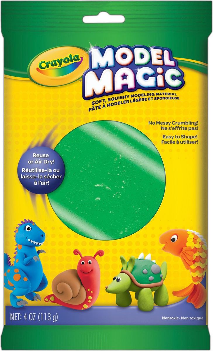 Crayola Застывающий пластилин цвет зеленый 113 г72523WD Crayola Застывающий пластилин цвет зеленый 113 г72523WDВолшебный застывающий пластилин Crayola зеленого цвета позволит вашему ребенку создать множество удивительных поделок. Где не пригодится зеленый цвет? Если малыш решит слепить дерево, крышу домика или же фигурку своего любимого персонажа - Шрэка? Без мягкого зеленого пластилина просто не обойтись.В красочной прямоугольной упаковке вы найдете пластилин с приятным запахом, который обладает волшебными свойствами - он прекрасно лепится и не прилипает к вашим рукам.