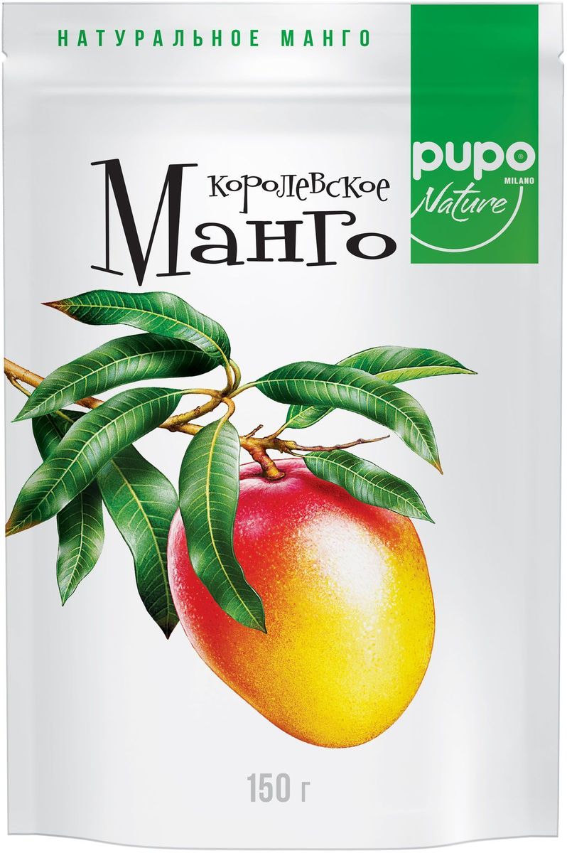 Pupo Манго королевское фрукты сушеные, 150 г0120710 Pupo Манго королевское фрукты сушеные, 150 г0120710Вяленые манго PUPO – это яркий цвет, нежный медово-сливочный вкус, восхитительный аромат, масса витаминов и полезных свойств. Манго из Таиланда благотворно влияет на работу сердечно-сосудистой системы и органов зрения, нормализует сон. Благодаря большому количеству пищевых волокон, манго PUPO улучшает обмен веществ в организме. Кусочки сушеного манго станут прекрасной, легкой альтернативой питательного перекуса.