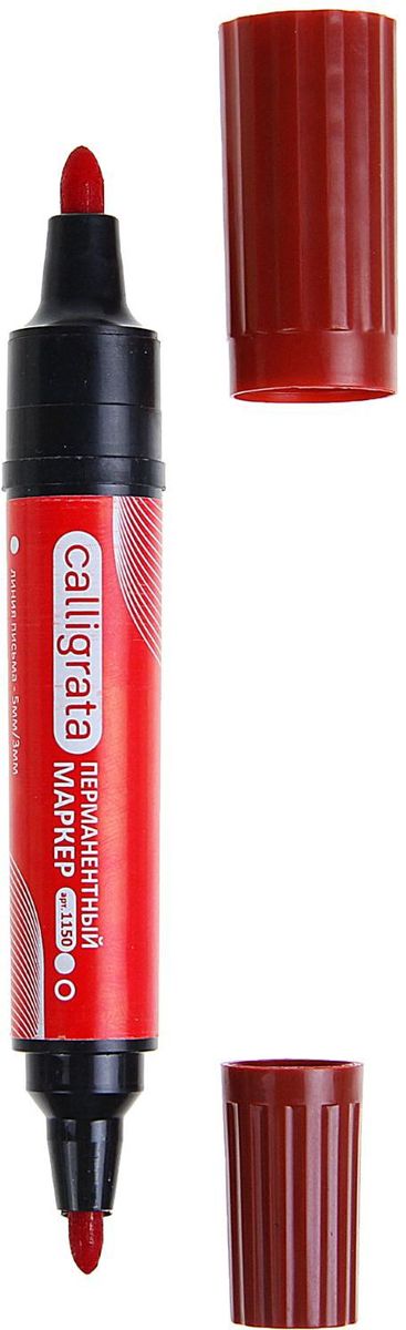 Calligrata Маркер перманентный двусторонний 1150 цвет красный72523WD Calligrata Маркер перманентный двусторонний 1150 цвет красный72523WDПерманентный двусторонний маркер Calligrata с пулевидной формой наконечника предназначен для письма на любой поверхности.Заправлен водостойкими чернилами на спиртовой основе, которые после нанесения быстро высыхают, не стираются и не растекаются. Надпись на любых поверхностях (стекле, дереве, металле, керамике, бумаге) гарантировано останется яркой и стойкой даже через несколько лет.Толщина линии варьируется от 3 до 5 мм.Цвет чернил - красный.