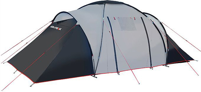 Палатка High Peak Como 4, цвет: светло-серый, темно-серый, 470 х 230 х 190 см67742 Палатка High Peak Como 4, цвет: светло-серый, темно-серый, 470 х 230 х 190 см67742High Peak Como 4 - это большая кемпинговая палатка для отдыха большой компанией или семьей. Конструкция с внешними дугами позволяет создать обширный купол для столовой и кухни. Подвесив две спальни, можно разместить по два человека в каждой комнате. Особенно это удобно, когда в поход выезжают две пары, или для создания отдельной детской спальни. Высота купола в середине палатки около 190 см позволяет взрослому стоять в полный рост. Из тамбура палатки ведут 2 выхода на две стороны. На пологе, закрывающем вход, находится прозрачное окно. Материал тента имеет полиуретановое покрытие и водонепроницаемость не менее 3000 мм водяного столба. Это позволяет защититься от ветра и дождя. Все швы проклеены термоусадочной лентой, гарантирующей, что влага не проникнет сквозь них. Дно палатки сделано из прочного водонепроницаемого армированного полиэтилена. Палатка достаточно устойчива, так как имеет множество ветровых оттяжек. Край тента обшит яркой стропой, которая усиливает палатку по краю и отмечает периметр палатки в ночное время. Дуги: фибергласс 9.5/тамбурная дуга 8,5 мм.Тент: полиэстер 3000 мм.Дно: армированный полиэтилен 3000 мм.