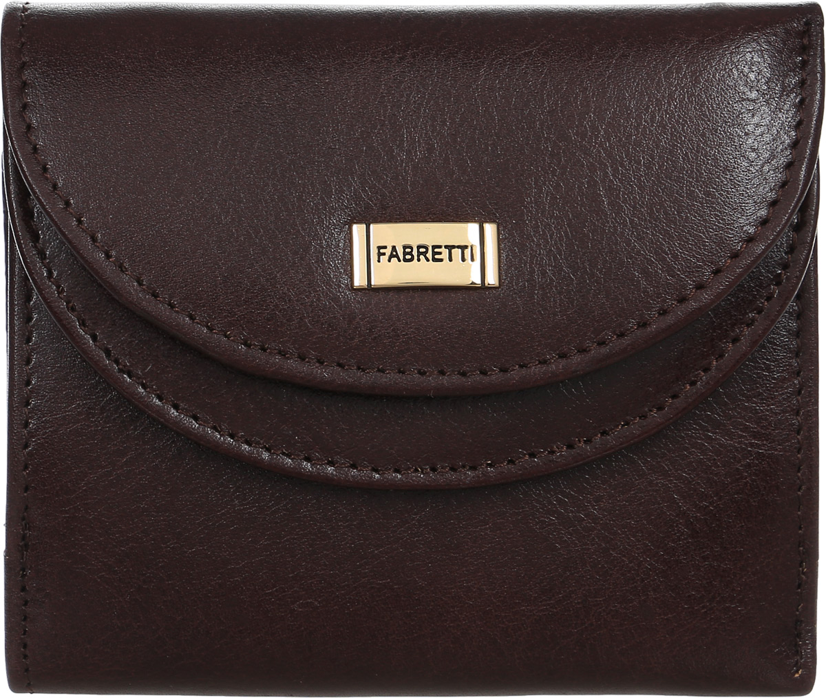Кошелек женский Fabretti, цвет: красно-коричневый. FA007/1BM8434-58AE Кошелек женский Fabretti, цвет: красно-коричневый. FA007/1BM8434-58AEЭлегантный женский кошелек от итальянского бренда Fabretti выполнен из натуральной мягкой и гладкой кожи. Модный коричневый цвет и аккуратная фурнитура, выполненная под серебро, прибавляют дизайну модели утонченности и изысканности. На лицевой стороне расположен удобный карман для мелочи, который закрывается на застежку, и 2 отделения для кредитных карточек. Внутри имеются два вместительных отделения для купюр. Кошелек закрывается на заклепку.