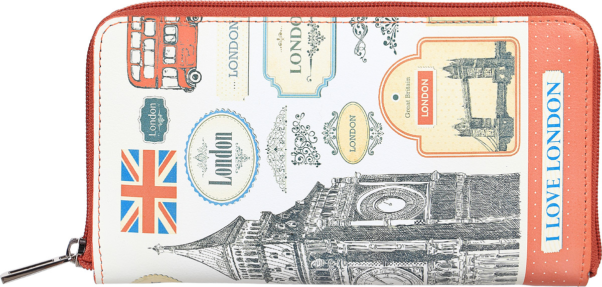 Портмоне женское Befler London, цвет: белый, серый, красный. PJ.165.-71-022_516 Портмоне женское Befler London, цвет: белый, серый, красный. PJ.165.-71-022_516Портмоне Befler из коллекции «London» выполнено из натуральной кожи и оформлено оригинальным принтом. Закрывается на молнию. Внутри расположено 2 отделения для купюр, отделение для мелочи на молнии, 2 накладных кармана с отделениями для кредитных карт.