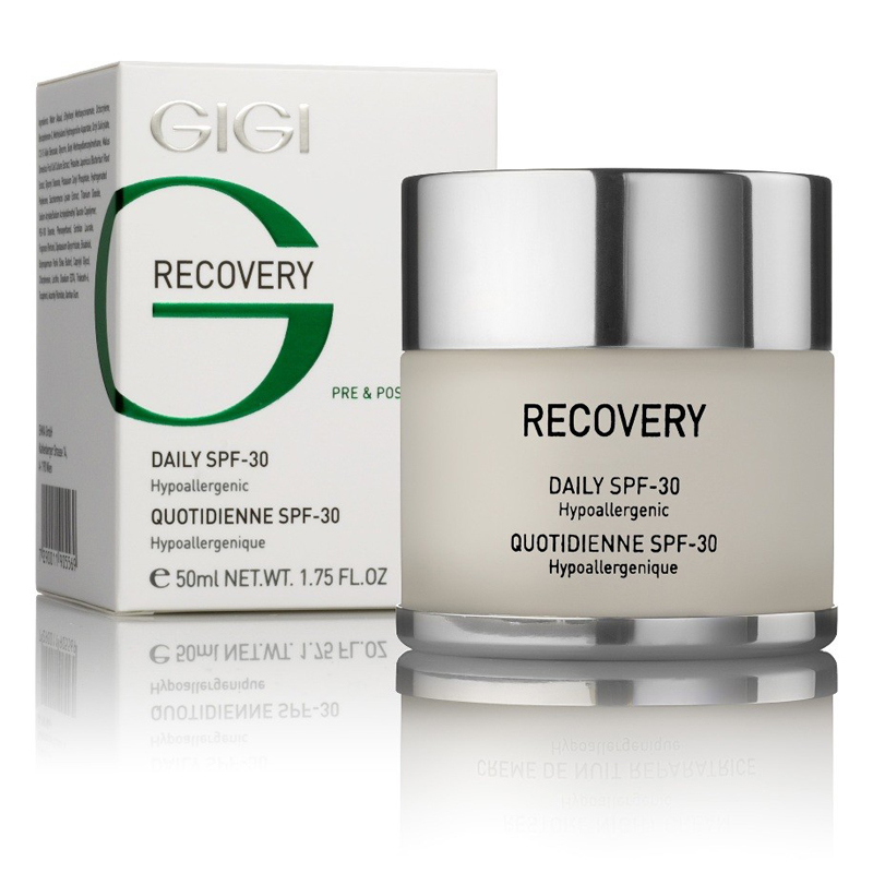 GIGI Крем увлажняющий восстанавливающий SPF30 Recovery, 50 мл167 GIGI Крем увлажняющий восстанавливающий SPF30 Recovery, 50 мл167Нежный крем с тающей текстурой полностью нейтрализует UVA и UVB излучения, препятствуя образованию пигментных пятен. Глубоко увлажняет, снимает раздражения, повышаетиммунитет кожи. Стимулирует синтез коллагена, содержит инновационные компоненты, полученных из лекарственных растений. Идеально подходит для ежедневного ухода. Без консервантов. Гипоаллергенный.