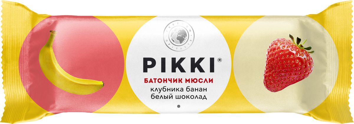 Pikki Мюсли Клубника-Банан-Белый шоколад батончик орехово-фруктовый, 50 г0120710 Pikki Мюсли Клубника-Банан-Белый шоколад батончик орехово-фруктовый, 50 г0120710Полезные снеки из орехов, злаков и сухофруктов для быстрого перекуса.