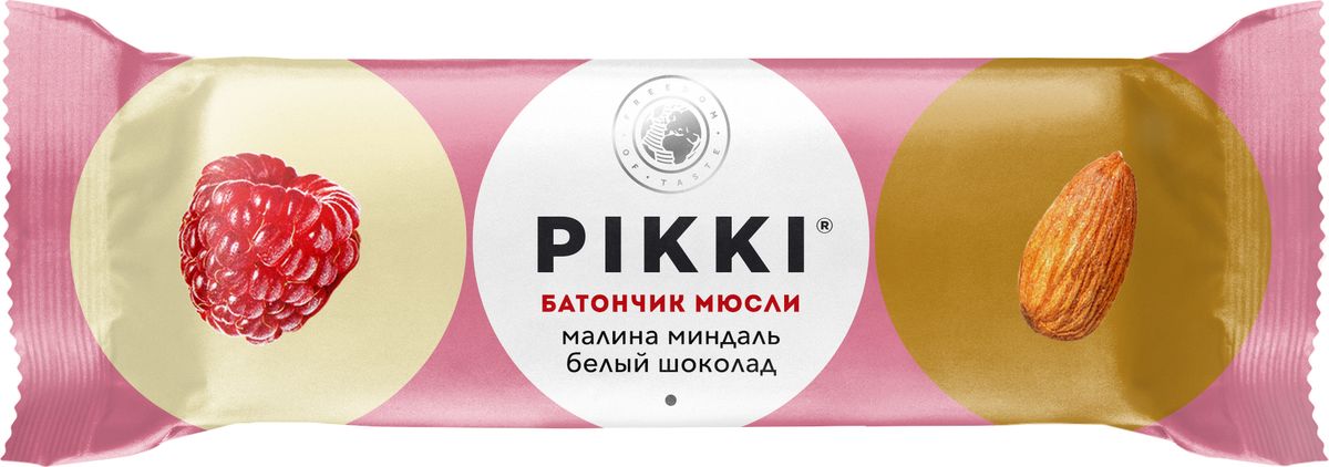 Pikki Мюсли Малина-Миндаль-Белый шоколад батончик орехово-фруктовый, 50 г0120710 Pikki Мюсли Малина-Миндаль-Белый шоколад батончик орехово-фруктовый, 50 г0120710Полезные снеки из орехов, злаков и сухофруктов для быстрого перекуса.