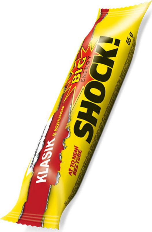 Bigshock! Klasik соевый энергетический батончик без шоколада, 65 г0120710 Bigshock! Klasik соевый энергетический батончик без шоколада, 65 г0120710Двухцветный соевый батончик без шоколада с содержанием кофеина и протеина. Может использоваться при повышенной физической нагрузке. Максимальная рекомендуемая суточная доза составляет 2 упаковки. Не рекомендуется употребление детьми в возрасте до 18 лет, при беременности и кормлении грудью, а также лицами, страдающими повышенной нервной возбудимостью, бессонницей, артериальной гипертензией.