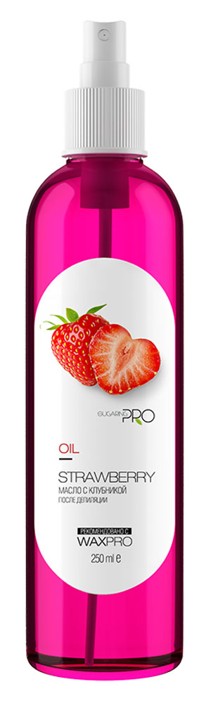 Sugaring Pro Масло после депиляции Клубника, 250 мл2101-WX-01 Sugaring Pro Масло после депиляции Клубника, 250 мл2101-WX-01Незаменимый помощник в постэпиляционной процедуре - идеально удалит остатки воска с кожи. Благодаря натуральному составу масло увлажнит обработанные участки, уменьшит раздражения, при этом быстро впитается и не оставит жирных следов