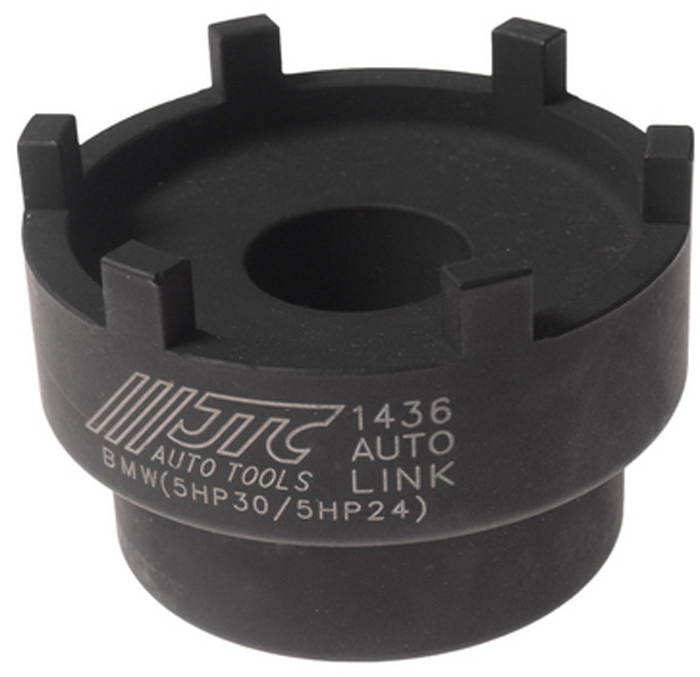 JTC Ключ специальный для коробки передач 5HP24/5HP30 . JTC-1436CA-3505 JTC Ключ специальный для коробки передач 5HP24/5HP30 . JTC-1436CA-3505Применяется для затягивания/отворачивания шлицевой гайки на фланце выходного вала коробки передач.Размер: под ключ 1/2; внутренний диаметр 63,5 мм (6 шлиц).Применение: коробки передач BMW 5НР18/5НР19