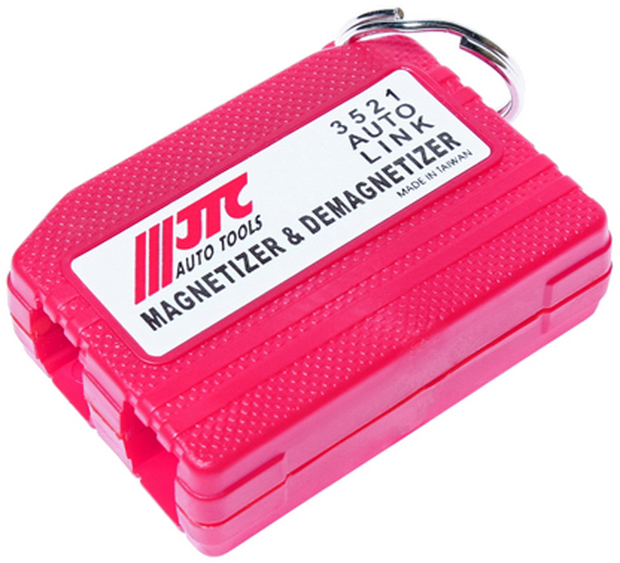 JTC Намагничиватель/размагничиватель инструментов. JTC-3521CA-3505 JTC Намагничиватель/размагничиватель инструментов. JTC-3521CA-3505Используется для намагничивания/размагничивания инструмента и отдельных деталей: саморезов, гаек, болтов, шайб. Применение: для намагничивания провести инструментом вдоль нижнего квадратного отверстия со знаком (+). Для размагничивания провести инструментом вдоль верхнего отверстия со знаком (-). Если инструмент не полностью размагнитился, что зависит от качества стали и диаметра, то необходимо повторить процедуру. Количество в оптовой упаковке: 25 шт. и 250 шт. Габаритные размеры: 130/90/20 мм. (Д/Ш/В) Вес: 65 гр.