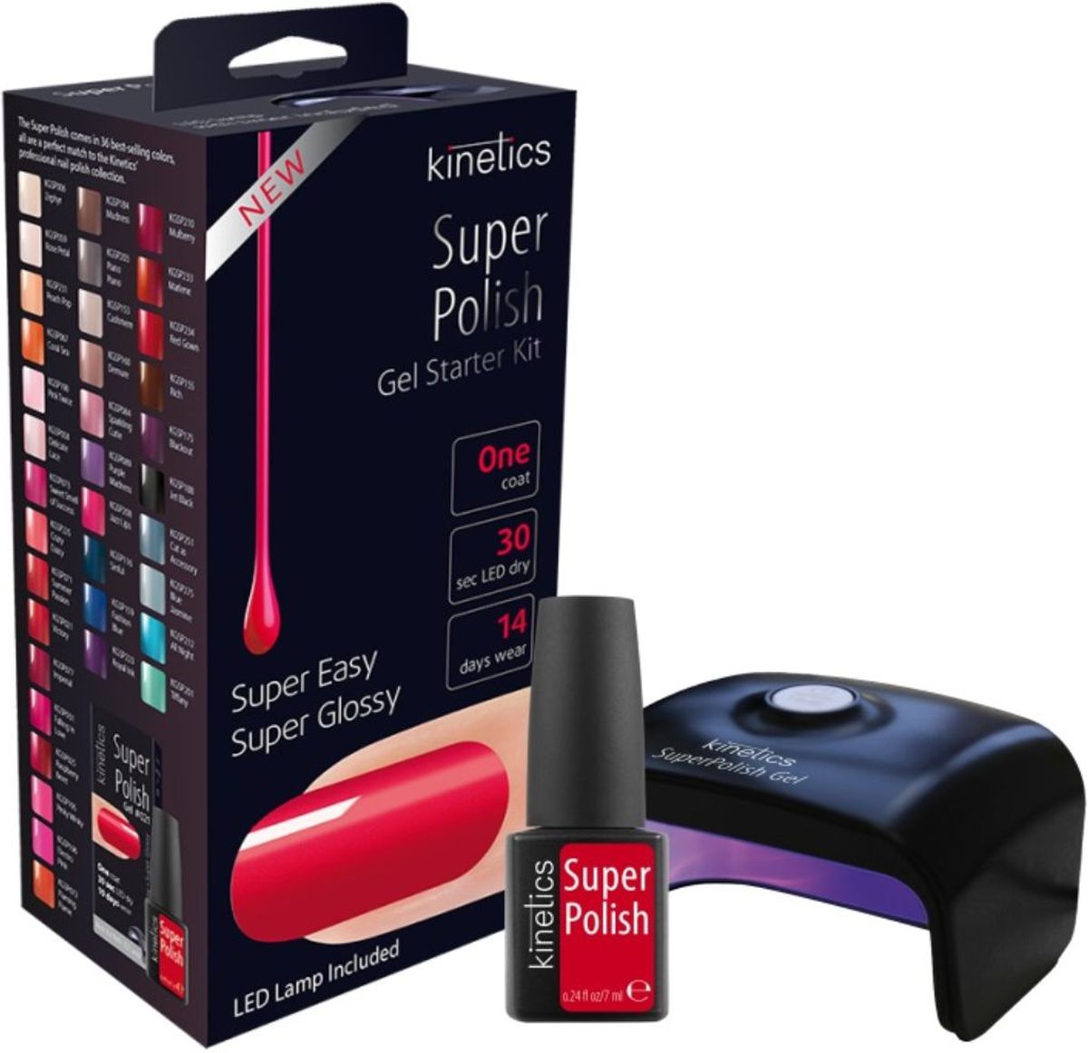 Kinetics Набор Super Polish Gel Started KIT: Однофазный гель-лак Super Polish, Профессиональная LED лампа с таймером, 5,5 WSatin Hair 7 BR730MN Kinetics Набор Super Polish Gel Started KIT: Однофазный гель-лак Super Polish, Профессиональная LED лампа с таймером, 5,5 WSatin Hair 7 BR730MNНабор включает в себя: Однофазный гель-лак Super Polish (один классический красный цвет Victory), Высококачественная Led- лампа Kinetics с таймером (12W), Ремувер Super Polish (для подготовки ногтевой платины, снятия липкого слоя, удаления гель-лака). Все необходимые инструменты: Универсальная пилочка Miss Rhino 240/180 и Апельсиновая палочка 10 хлопковых салфеток 10 файлов из фольги для снятия гель-лака Набор предназначен как для мастеров, так и для домашнего использования. Самый быстрый МАНИКЮР 10 минут и ПЕДИКЮР 12 минут – одно покрытие и 30 секунд Led сушки Семь в одном: 7 ОСНОВНЫХ ПРОДУКТОВ В ОДНОМ НАБОРЕ Надежность покрытия 14 ДНЕЙ СТОЙКОСТИ!