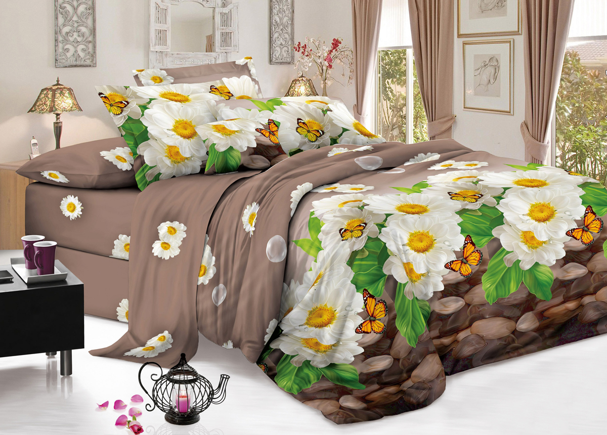Комплект белья Flora Полет бабочки, 2-спальный, наволочки 70х70, цвет: коричневый10503 Комплект белья Flora Полет бабочки, 2-спальный, наволочки 70х70, цвет: коричневый10503Комплект постельного белья Flora производится из полисатина (100% п/э). Ткань имеет шелковистую поверхность и приятный блеск, она мягкая и очень приятная на ощупь. К достоинствам также можно отнести долговечность, ткань не линяет, сохраняет яркость красок даже после многочисленных стирок, не садится. Проста в использовании: легко стирается и быстро сохнет.Комплектация: простыня 200 х 220 - 1 шт., пододеяльник 175 х 215 - 1 шт., наволочка 70 х 70 - 2 шт.