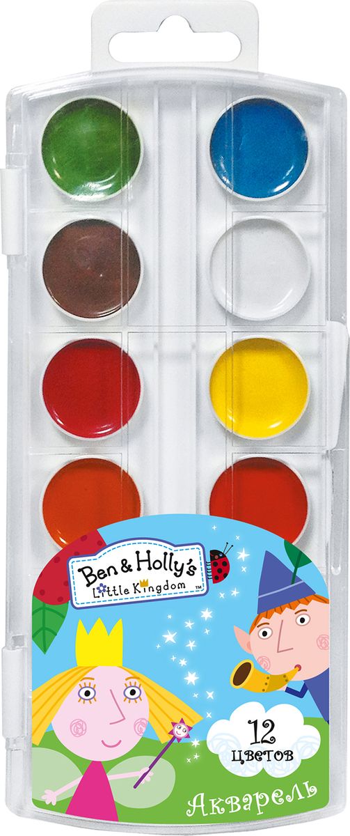 Ben&Holly Акварель Бен и Холли 12 цветовFS-00103 Ben&Holly Акварель Бен и Холли 12 цветовFS-00103В наборе акварельных красок Бен и Холли 12 насыщенных цветов, которые помогут вашему ребенку создать множество ярких картинок. Краски идеально подходят для рисования: они хорошо размываются водой, легко наносятся на поверхность, быстро сохнут, безопасны при использовании по назначению. Цвета: белый, желтый, оранжевый, красный, розовый, голубой, синий, светло-зеленый, темно-зеленый, светло-коричневый, коричневый, черный. Состав: вода питьевая, декстрин, глицерин, сахар, органические и неорганические тонкодисперсные пигменты, консервант, наполнитель.