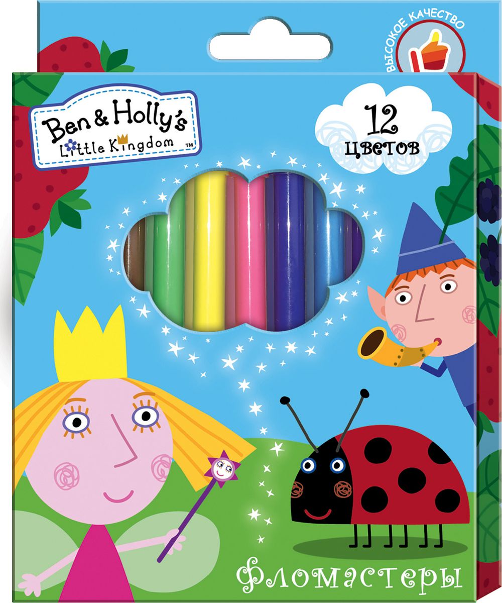 Ben&Holly Набор фломастеров Бен и Холли 12 цветов72523WD Ben&Holly Набор фломастеров Бен и Холли 12 цветов72523WDФломастеры ТМ Бен и Холли, идеально подходящие для рисования и раскрашивания, помогут вашему ребенку создавать яркие картинки, а упаковка с любимыми героями будет долгое время радовать юного художника. В набор входит 12 разноцветных фломастеров с вентилируемыми колпачками, безопасными для детей.Диаметр корпуса: 0,8 см; длина: 13,5 см.Фломастеры изготовлены из материала, обеспечивающего прочность корпуса и препятствующего испарению чернил, благодаря этому они имеют гарантированно долгий срок службы: корпус не ломается, даже если согнуть фломастер пополам.Состав: ПВХ, пластик, чернила на водной основе.