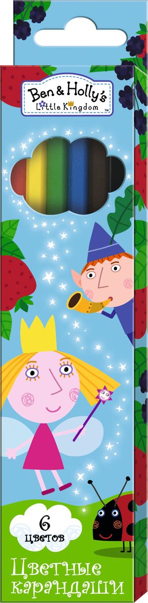 Ben&Holly Набор цветных карандашей Бен и Холли 6 цветов72523WD Ben&Holly Набор цветных карандашей Бен и Холли 6 цветов72523WDЯркие карандаши ТМ Бен и Холли помогут маленькому художнику создавать красивые картинки, а любимые герои вдохновят малыша на новые интересные идеи. В набор входит 6 цветных мягких и одновременно прочных карандашей, идеально подходящих для рисования, письма и раскрашивания. Яркие линии получаются без сильного нажима. Благодаря высококачественной древесине, карандаши легко затачиваются. Прочный грифель не крошится при падении и не ломается при заточке.Состав: древесина, цветной грифель.