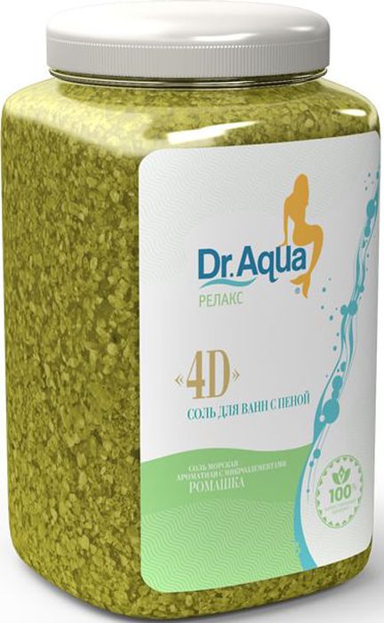 Dr. Aqua Соль морская ароматная с пеной 4D, с экстрактом ромашки, 750 гFS-36054 Dr. Aqua Соль морская ароматная с пеной 4D, с экстрактом ромашки, 750 гFS-36054Соли для ванн серии Аква-Релакс - SPA процедуры у Вас дома!Морская соль с добавлением натурального экстракта ромашки: обеспечивает идеальный уход за вашей кожей: Питает, Защищает, Осветляет; - обладает Успокаивающим действием.Морская соль Верхнекамского месторождения идеально подходит для проведения SPA - процедур в домашних условиях. При растворении соли в воде образуется естественный осадок – это целебная межкристаллическая глина, которая содержит в себе более 40 жизненно важных макро- и микроэлементов. Регулярный прием ванн с морской солью поддерживает процесс обновления клеток кожи, усиливает ее защитные функции, сохраняет молодость и здоровье.