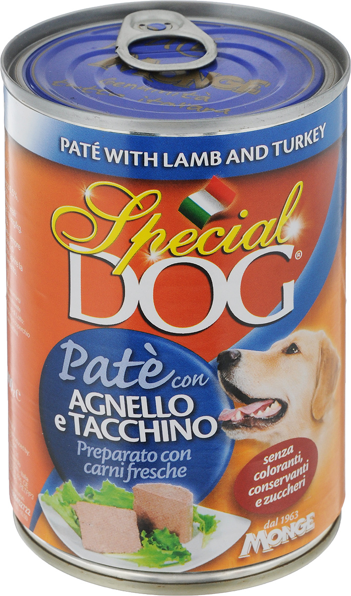 Консервы для собак Monge Special Dog, паштет с ягненком и индейкой, 400 г6327 Консервы для собак Monge Special Dog, паштет с ягненком и индейкой, 400 г6327Консервы для собак Monge Special Dog - это полнорационный консервированный корм на основе мяса ягненка и индейки. Специально разработан для ежедневного кормления взрослых собак всех пород с нормальной физической активностью. Продукт не содержит консервантов и красителей. Для собак среднего размера рекомендуется приблизительно 800 г продукта в день. Данная дозировка может меняться в зависимости от породы, возраста собаки и уровня ее активности. Подавать корм комнатной температуры. Важно, чтобы у животного всегда был свободный доступ к свежей и чистой воде. Товар сертифицирован.