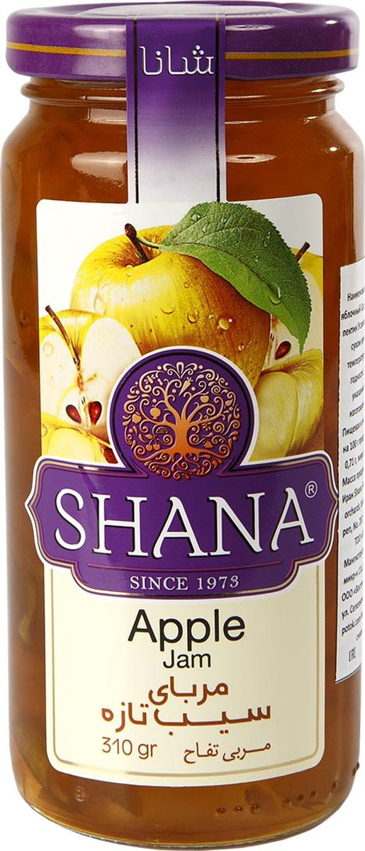 Shana джем яблочный, 310 г0120710 Shana джем яблочный, 310 г0120710Джемы Shana - это не только душистое и вкусное лакомство, но и хороший способ сохранения витаминов лета. Джемы готовятся таким образом, чтобы ингредиенты сохраняли свою форму. Вы сможете полакомиться кусочками фруктов и соцветиями, и получите удовольствие от ощущения натуральности продукта. Сироп в джемах Shana присутствует только в необходимом количестве, основную массу джемов составляют фрукты, ягоды и другие компоненты. Самыми подходящими для приготовления джемов являются яблоки, лучше кислых сортов. Именно они содержат наибольшее количество пектина, который является природным загустителем.