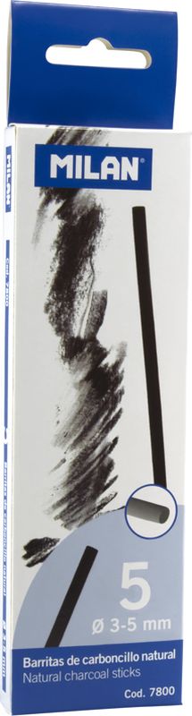 Milan Уголь для рисования круглый 3-5 мм 5 штFS-00897 Milan Уголь для рисования круглый 3-5 мм 5 штFS-00897Набор натуральных углей для рисования Milan состоит из пяти углей, выполненных в форме палочек круглого сечения, диаметра 3-5 миллиметров. Уголь относится к самым старым рисовальным материалам. Природный уголь получают обжигом прутьев при высокой температуре без доступа воздуха. Древесина обуглится, а отдельные веточки остаются целыми, ими можно рисовать сразу после обжига. Уголь - это быстрый, линейный и чувственный рисовальный инструмент. Он может создать, как выразительные, так и мягкие линии. Характер и воздействие угольного штриха определяется способом ведения угля.Натуральные угли для рисования Milan не крошатся.Углем можно создавать мягкие и проработанные тоновые эффекты различными способами.