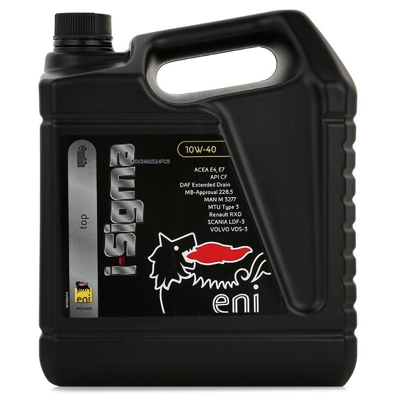 Моторное масло Eni 10w-40 i-Sigma top 5лS03301004 Моторное масло Eni 10w-40 i-Sigma top 5лS03301004eni i-Sigma top 10w-40 — это всесезонное синтетическое моторное масло, разработанное на основе передовой технологии для дизельных двигателей, работающих в крайне жестких режимах. Масло обладает свойствами, обеспечивающими экономию топлива. Его состав обеспечивает максимально возможный срок службы между заменами масла. Данное масло рекомендуется большинством производителей, в частности, для двигателей Scania.