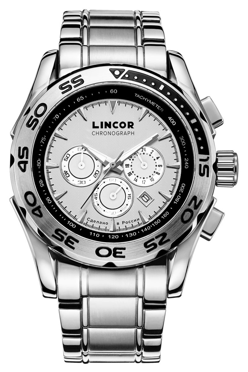 Часы наручные мужские Lincor, цвет: серебристый. 1012S0B3BM8434-58AE Часы наручные мужские Lincor, цвет: серебристый. 1012S0B3BM8434-58AEНаручные мужские часы Lincor, японский кварцевый механизм Miyota с функцией хронографа. Корпус выполнен из высококачественной нержавеющей стали. Циферблат закрыт минеральным стеклом с защитным сапфировым напылением. Завинчивающаяся задняя крышка. Браслет: сталь. Вынесенная секундная стрелка. 24-часовая шкала времени.
