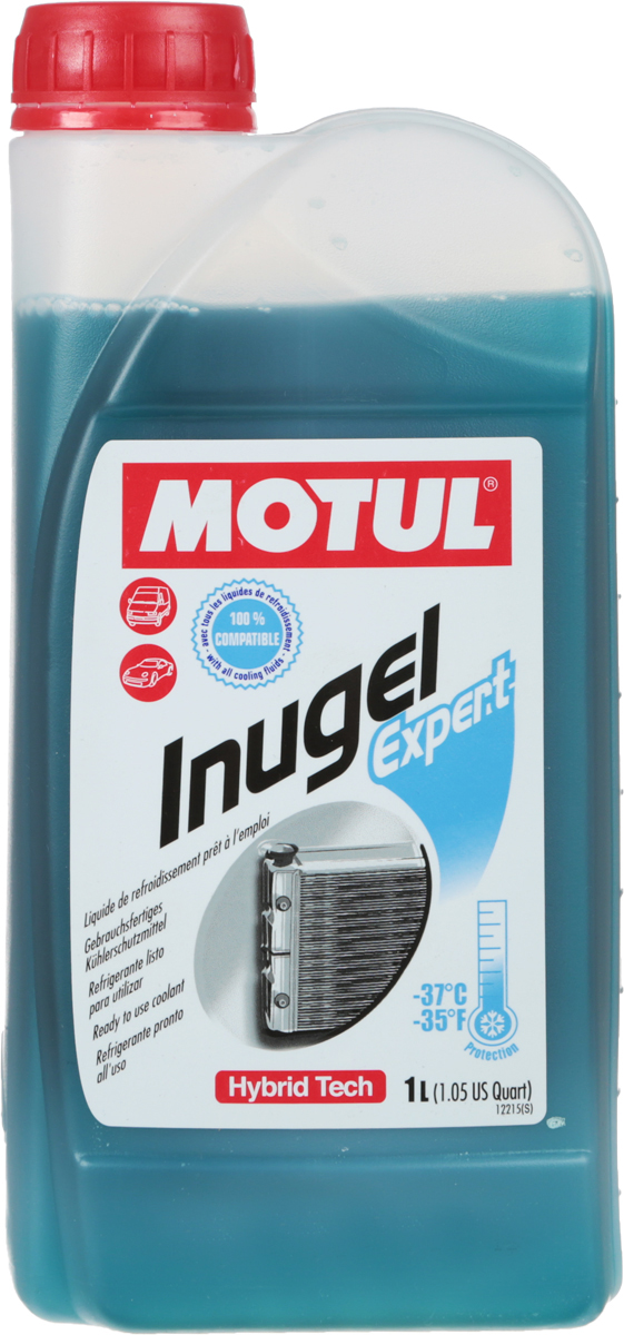 Антифриз Motul Inugel Expert -37, цвет: синий, зеленый, 1 лDAVC150 Антифриз Motul Inugel Expert -37, цвет: синий, зеленый, 1 лDAVC150Готовая к использованию охлаждающая жидкость антикоррозионная, низкозамерзающая -37°C / -35°F.Не содержит нитритов, аминов, фосфатов. Motul Inugel Expert это готовая к использованию охлаждающая жидкость на основе моноэтиленгликоля с органическими и неорганическими добавками (гибридная технология). Этот продукт может смешиваться с любыми жидкостями на основе моноэтиленгликоля. Рекомендуется для всех охлаждающих систем: легковые автомобили, сложные условия эксплуатации,строительная и сельскохозяйственная техника, садовая техника, водная техника, стационарные двигатели. Одобрения: ASTM D3306/D4656; BS 6580; AFNOR NFR 15-601; SAE J1034; JASO M325; JIS K2234; KSM 2142; MB 326.0; FIAT 9.55523; CHRYSLER MS-7170; BMW GS 9400; PORSCHE/AUDI/SEAT/SKODA TL-774C (=G11); FORD ESD-M97B49-A; VOLVO CARS 128 6083/002; OPEL/GM QL 130