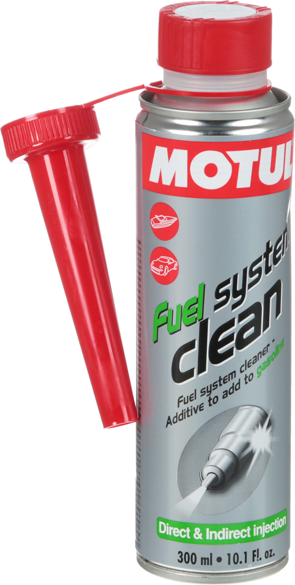 Промывка Motul Fuel Clean Auto, 300 мл. 104877S03301004 Промывка Motul Fuel Clean Auto, 300 мл. 104877S03301004Очиститель топливной системы, присадка в топливо для двигателей автомобилей, оборудованных системой впрыска и карбюраторных Motul Fuel System Clean разработано для использования в карбюраторных или впрысковых, двигателях, с каталитическим нейтрализатором и без, использующих любой тип бензина. Motul Fuel System Clean эффективно очищает загрязнения и отложения, образующиеся в топливной системе:- конденсат в топливной системе;- отложения в карбюраторе;- засорение форсунок;- загрязнения камеры сгорания и выпускных клапанов. Motul Fuel System Clean обеспечивает смазку поверхностей во время очистки и предотвращает повторное отложение удаленных частиц загрязнения.