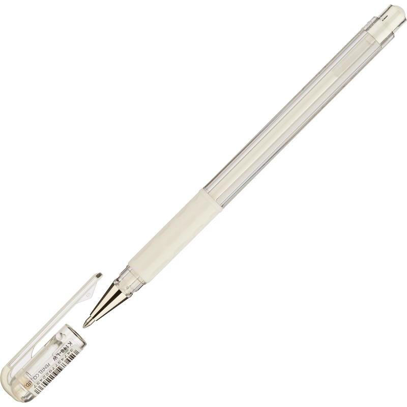 Pentel Ручка гелевая Hybrid gel Grip цвет белый72523WD Pentel Ручка гелевая Hybrid gel Grip цвет белый72523WDГелевые гибридные чернила, устойчивые к воде и свету.Удобная долговечная ручка с мягкой зоной захвата, металлический наконечник.Цвет чернил - белый.Густые яркие гелевые чернила, ровно и плотно ложатся на цветную темную бумагу, картон, ткань.