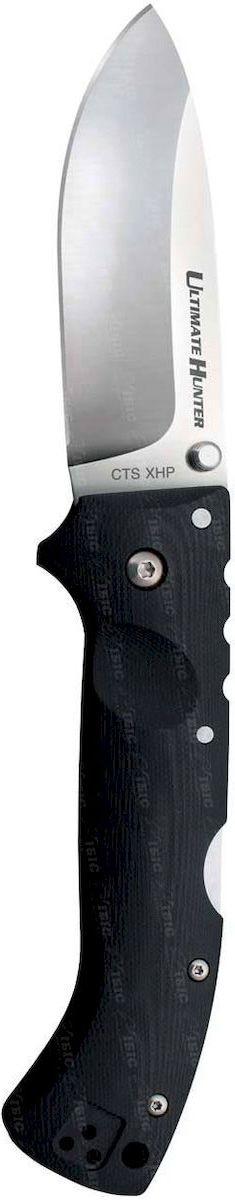 Нож складной Cold Steel Ultimate Hunter, общая длина 21,5 смCS/58ALVF Нож складной Cold Steel Ultimate Hunter, общая длина 21,5 смCS/58ALVFСкладной нож Cold Steel Ultimate Hunter, выполненный в оригинальном стиле, станет отличным подарком для рыбака, охотника или человека, который ценит отдых на природе. Модельотличается характерным плоским и заостренным лезвием. Рукоятка изготовлена стеклопластика марки G10, высокопрочного, ударостойкого и комфортного в применении и дополнена небольшой клипсой, которая плотно крепится к одежде. Лезвие ножа изготовлено из высококачественной немецкой стали..Размер ножа в открытом виде: 21,5 см.Толщина клинка: 3,5 мм.Длина ножа (в сложенном виде): 12,6 см.
