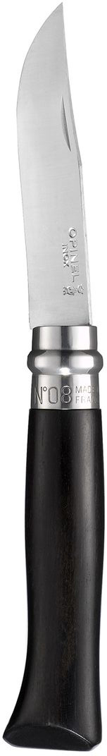 Нож Opinel n°8 нержавеющая сталь, подарочная коробка 0013526900000431894 Нож Opinel n°8 нержавеющая сталь, подарочная коробка 0013526900000431894Нож Opinel n°8 с лезвием из нержавеющей стали. Подарочная коробка. Идеальный карманный нож для пикника, барбекю, походов, охоты и рыбалки. Нержавеющая сталь не требует ухода, но ее сложнее заточить до нужной остроты. Viroblock - оригинальное запорное устройство, представляющее собой кольцо с прорезью, которое, будучи повернуто относительно оси ножа, упирается в пятку клинка и не дает ножу самопроизвольно складываться при работе или раскладываться в кармане. Конструкция эта защищена патентом и устанавливается на ножи Opinel с 1955 года, начиная с модели n°6.Характеристики ножа:Материал лезвия: сталь Sandvik 12C27Материал рукояти: эбеновое деревоТип ножевого замка: ViroblockПриспособление для открытия клинка: насечка на лезвииДлина лезвия, см: 8,5Длина ножа, см: 19Ширина лезвия, см: 1,7Длина в сложенном положении, см: 11Вес, г: 59Вес ножа с упаковкой, 98