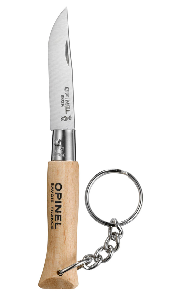Нож-брелок Opinel Tradition №4000081 Нож-брелок Opinel Tradition №4000081Нож-брелок Opinel изготовлен из нержавеющей стали. Нож не имеет фиксатора лезвия Viroblock из-за своего размера и назначения. Можно использовать его как брелок, как нож для заточки карандашей или как нож для бумаг.Характеристики. Материал лезвия: сталь Sandvik 12C27. Материал рукояти: бук. Тип ножевого замка: без замка. Длина лезвия, см: 5. Длина ножа, см: 11,5. Ширина лезвия, см: 1,1. Длина в сложенном положении, см: 6,5. Вес, гр: 15. Французская форма Opinel - производитель ножей с 1890 года. Удачная конструкция ножей обеспечила фирме не только длительное существование, но и всемирную славу. Ножи Opinel являются символом Франции. Классический нож этого типа - рукоять из дерева, металлическая втулка, ось, клинок и поворотное кольцо. Такая простота наряду с малой ценой и отличным качеством - вот рецепт успеха этих ножей. Наиболее распространены ножи с поворотным кольцом, которое фиксирует клинок в двух положениях.