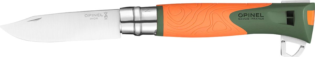 Нож Opinel Specialists Explore №12, клинок 10 см, цвет: оранжевый, серый1974 Нож Opinel Specialists Explore №12, клинок 10 см, цвет: оранжевый, серый1974Нож Opinel Explore изготовлен из нержавеющей стали с пластиковой рукояткой. Нож дополнен свистком, огнивом и стропорезом. Новинка от компании Opinel нож Explore позиционируется как универсальная модель для туризма, альпинизма, охоты и рыбалки. Нож с удобным и функциональным клинком, прочной рукояткой и дополнительными функциями.Главные отличие ножа Opinel Specialist от традиционного:1. Для изготовления рукоятки используется двухцветный прочный пластик, поэтому такой нож легко заметить на снегу, в траве или на камнях. Кроме того, в отличие от древесины, пластиковая рукоятка не впитывает влагу и не разбухает.2. Нож Opinel Specialist оснащен специальным лезвием. Оно несколько толще, а значит, прочнее, обычного.3. Инженеры компании Opinel наделили свое изделие спасательной функцией - такой нож оснащен свистком, способном воспроизводить очень громкий звук (до 110 дБ), что более чем достаточно для привлечения к себе внимания спасателей в экстренном случае.Новая модель Opinel Explore объединяет традиционную складную конструкцию с удобным рабочим клинком из нержавеющей стали, эргономичная рукоять из полиамида с противоскользящей зоной и дополнительный набор функций, которые могут пригодиться в полевых условиях. Рукоять устойчивая к ударам, экстремальным температурам (от -40 до 80 °C) и влажности.Клинок ножа Opinel Explore изготовлен из нержавеющей стали марки Sandvic 12С27 (на клинке обозначается как inox). Этот тип стали крайне устойчив к коррозии и сравнительно легко поддается правке. Также, благодаря содержанию 0,4% карбона, клинки из этой стали довольно долго держат заточку, что в условиях похода является огромным плюсом. Нож Opinel Explore оснащен замком virobloc. Данный замок отлично себя зарекомендовал и используется в раскладных ножах Opinel более 50 лет. Дополнительно нож оснащен свистком, рядом со свистком расположены огниво и крюк, которым можно резать ткань и веревку. С другой стороны, эта рукоятка дополняется отверстием под темляк или карабин.Характеристики. Материал лезвия: сталь Sandvik 12C27. Материал рукояти: полиамид. Тип ножевого замка: Viroblock. Приспособление для открытия клинка: насечка на лезвии. Длина лезвия, см: 10. Длина ножа, см: 26. Ширина лезвия, см: 2,4. Длина в сложенном положении, см: 16. Вес, гр: 160. Viroblock - оригинальное запорное устройство, представляющее собой кольцо с прорезью, которое, будучи повернуто относительно оси ножа, упирается в пятку клинка и не дает ножу самопроизвольно складываться при работе или раскладываться в кармане. Конструкция эта защищена патентом и устанавливается на ножи Opinel с 1955 года, начиная с модели № 6. Французская форма Opinel - производитель ножей с 1890 года. Удачная конструкция ножей обеспечила фирме не только длительное существование, но и всемирную славу. Ножи Opinel являются символом Франции. Классический нож этого типа - рукоять из дерева, металлическая втулка, ось, клинок и поворотное кольцо. Такая простота наряду с малой ценой и отличным качеством - вот рецепт успеха этих ножей. Наиболее распространены ножи с поворотным кольцом, которое фиксирует клинок в двух положениях.