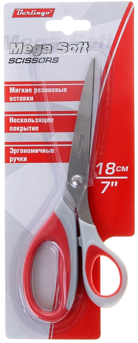 Berlingo Ножницы Mega Soft цвет красныйDNn_18015_красный Berlingo Ножницы Mega Soft цвет красныйDNn_18015_красныйНожницы Berlingo Mega Sof изготовлены по технологии двойного литья, что делает их очень надежными и долговечными. Их мягкие вставки обладают особой текстурированной поверхностью, а длина и угол наклона по отношению к лезвиям имеют оптимальные параметры. Ножницы имеют трехстороннюю заточку лезвий.