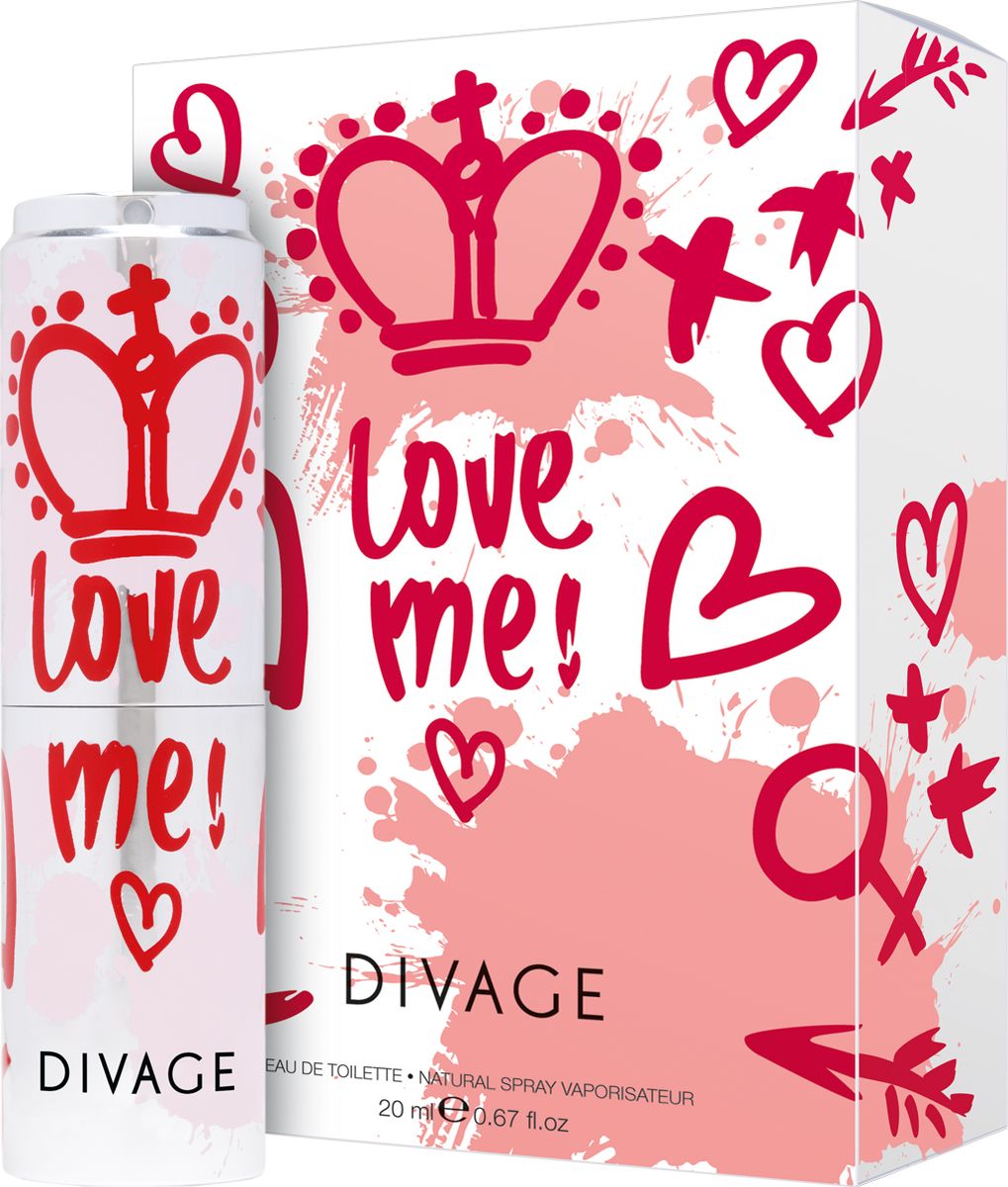 Divage Туалетная Вода Love me 20 мл28032022 Divage Туалетная Вода Love me 20 мл28032022Неожиданный букет свежесрезанных весенних цветов. Исключительный баланс ароматов, в котором сложно выделить отдельный цветок. Настолько прелестный, что ты краснеешь от застенчивости. Настолько свежий, что люди оглядываются вокруг, чтобы увидеть, что же цветет. Восточные специи придают букету абсолютную завершенность. Попробуй этот аромат сейчас.