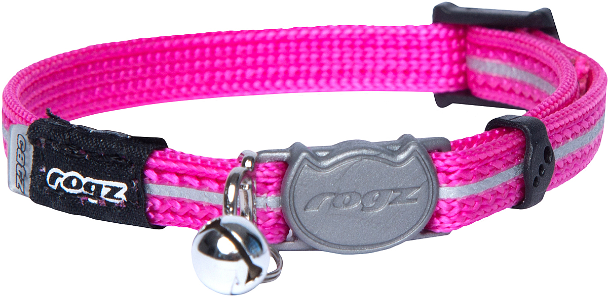 Ошейник для кошек Rogz AlleyCat, цвет: розовый, ширина 8 мм. Размер XS0120710 Ошейник для кошек Rogz AlleyCat, цвет: розовый, ширина 8 мм. Размер XS0120710Ошейник для кошек Rogz AlleyCat имеет безопасную, легко раскрывающуюся застежку, которая не повредит шерстку кошки. Специально разработанный замок легко расстегивается при натяжении, если это необходимо. Например, если ваш питомец застрял на дереве или на заборе.Ошейник обладает уникальной системой, присущей только продукции Rogz для кошек, позволяющей регулировать степень легкости раскрытия замка при различных нагрузках на замок (в зависимости от размера, веса и степени активности животного).Использованные в изделиях светоотражающие материалы обеспечивают хорошую видимость животного в темное время суток, а значит - его безопасность.