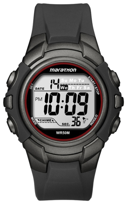 Наручные часы мужские Timex Marathon, цвет: черный. T5K642BM8434-58AE Наручные часы мужские Timex Marathon, цвет: черный. T5K642BM8434-58AEМеханизм кварцевый, корпус: пластик, 40 мм, стекло акриловое, ремешок: силикон, доп. функции: подсветка INDIGLO, секундомер, 2 часовых пояса, будильник, дата, водозащита: 5 АТМ